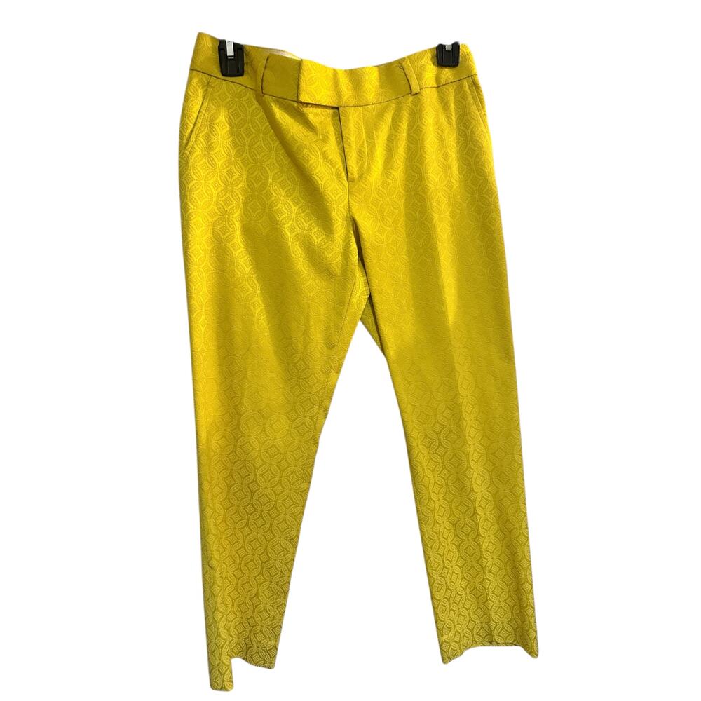 Banana Republic Petite 2P Gold Jacquard Trousers Slim Fit Career Pants
